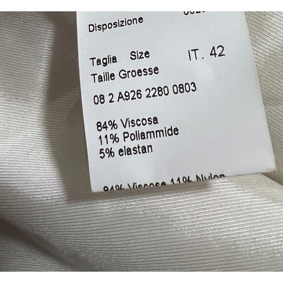 Piazza Sempione Sz 8 Cream Pleated Ruffle Ponte Knit Sheath Dress IT 42  NWT NEW - Picture 9 of 12